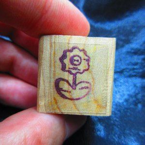Flower Rubber Wood Mounted Stamp 1" X 1"